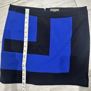 Spanner Black & Blue Mini Skirt - Size 8 - Geometric Design, Lined